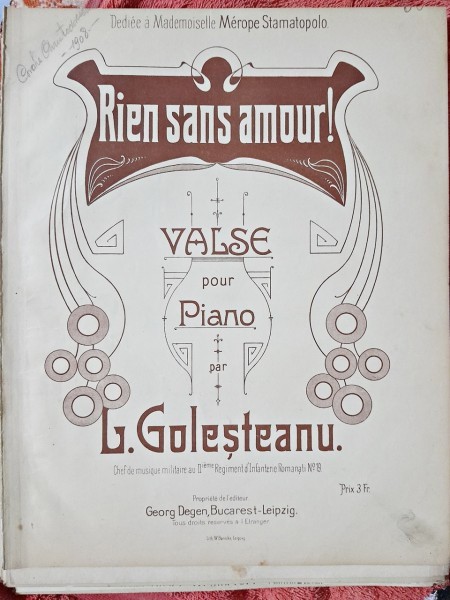Rien sans amour! vals pentru pian - L. Golesteanu
