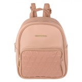 Rucsac Femei, Model Triunghiuri, Roz Bej, 22x10x26cm, Piele ecologica, Oem