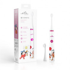 Periuta de dinti ETA ETA070690010 Sonetic Kids Toothbrush, 4 moduri, 2 capete incluse (Roz/Alb)