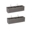 Set 2 Jardiniere decorative cu suport metalic, Boardee Fencycase W, gri, 58x18x16.2 cm, Prosperplast
