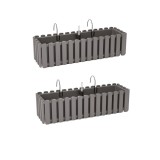 Cumpara ieftin Set 2 Jardiniere decorative cu suport metalic, Boardee Fencycase W, gri, 58x18x16.2 cm