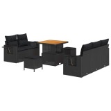 vidaXL Set de canapele pentru grădină cu pernă 8 pcs Negru poliratan 3361684