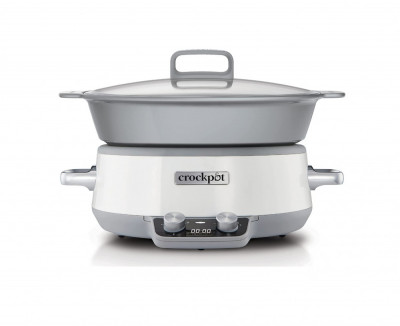 Slow cooker Crockpot, digital, vas compatibil cu foc si inductie, 6L, Otel inoxidabil, alb [CSC027X] - RESIGILAT foto
