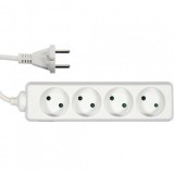 Prelungitor fara impamantare, 4 locasuri, lungime 3 m, Alb, 1 mmp, 10A, Oem