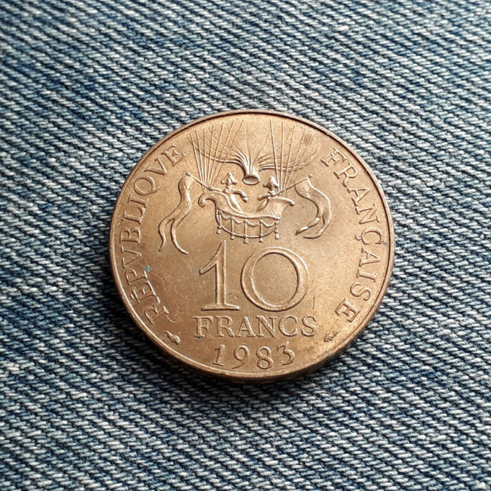 3o - ( ͡~ ͜ʖ ͡&deg;) 10 Francs 1983 Franta / Cucerirea spatiului / moneda aniversara