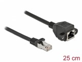 Cablu prelungitor retea RJ45 S/FTP Cat.6A 0.25m Negru, Delock 86998