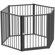 PawHut Tarc pentru căței, tarc pentru c&acirc;ini, cușcă pentru pui, 6 panouri cu ușă, gard pliabil și portabil pentru c&acirc;ini, oțel, negru | Aosom Romania