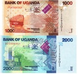 Uganda Set 1 000-2 000 Shilingi 2022 P 49-50 UNC