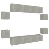 Cumpara ieftin Set dulap TV, 8 piese, gri beton, lemn prelucrat