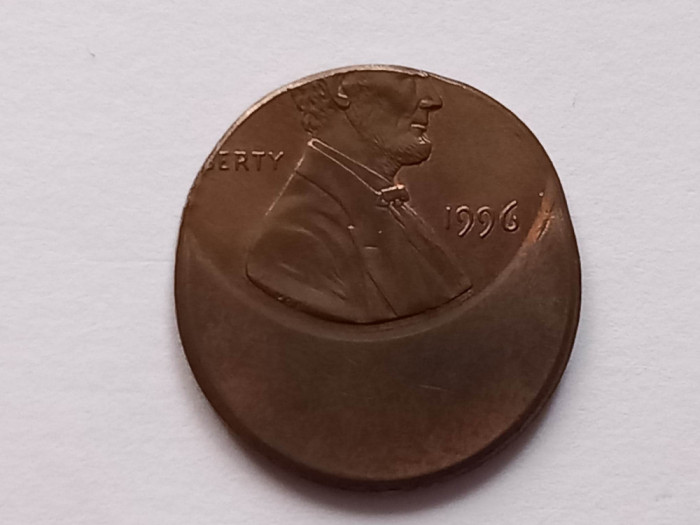 SUA , 1 Cent Lincoln USA 1996 , eroare, foarte rara