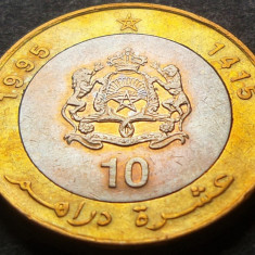 Moneda exotica bimetalica 10 DIRHAM - MAROC 1415, anul 1995 * cod 3314