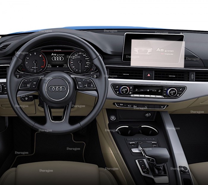 Folie Protectie Navigatie Audi A5 Sportback 2019-2024, Duragon, protectie Display Navigatie, silicon Transparent, Anti-zgarieturi, kit instalare