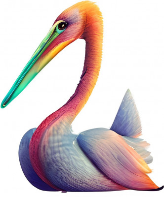 Sticker decorativ, Pelican, Multicolor, 72 cm, 1260STK foto