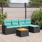 vidaXL Set mobilier de grădină cu perne, 6 piese, negru, poliratan 3325781
