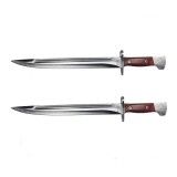 Cumpara ieftin Set 2 Cutite Vanatoare Camping AK IdeallStore&reg; 43cm, Otel, Teaca Curea, Maro