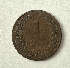 Olanda 1 Cent 1905 km # 132 moneda din bronz regina Wilhelmina