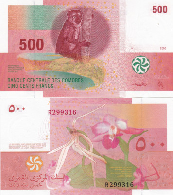 Comore Comores 500 Francs 2006 UNC foto