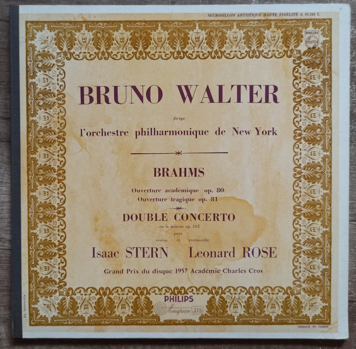 Brahms, Ouverture, Bruno Walter l&#039;orchestre Phillarmonique New York// disc vinil
