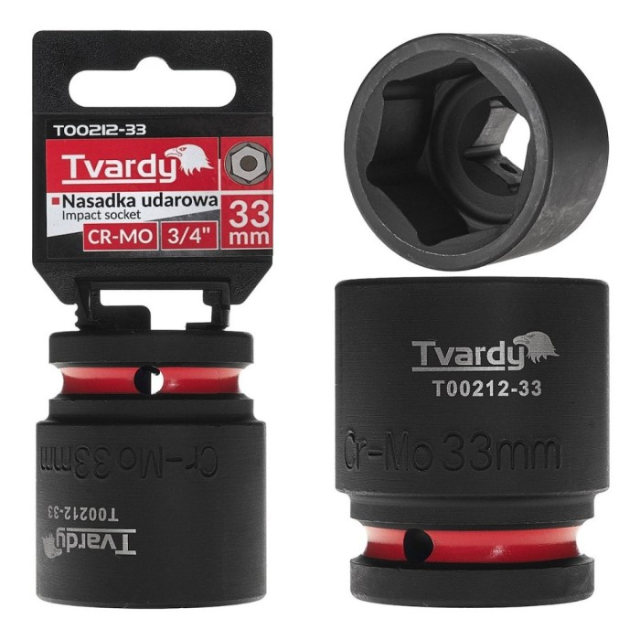 Cheie tubulara de impact in 6 puncte 3 / 4&quot;, 33 mm, Cr-Mo, Tvardy T00212-33
