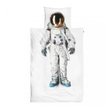 Lenjerie pat Snurk Astronaut 135x200 copii, bumbac percal Oeko-Tex fotorealist