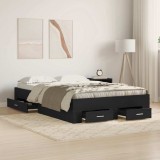 VidaXL Cadru de pat cu sertare Stejar negru 120 x 190 cm Lemn compozit