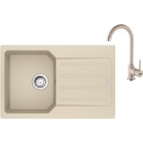 Pachet chiuveta bucatarie compozit fragranite Franke UCG 611-78, dreptunghiulara, 1 cuva cu picurator, 78x50x19 cm, adancime cuva 19 cm + Baterie Pola