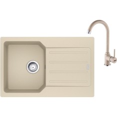 Pachet chiuveta bucatarie compozit fragranite Franke UCG 611-78, dreptunghiulara, 1 cuva cu picurator, 78x50x19 cm, adancime cuva 19 cm + Baterie Pola