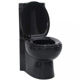 Vas toaletă din ceramică, WC baie de colț, negru, vidaXL