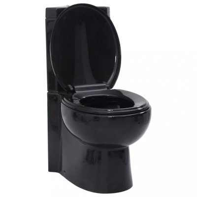 Vas toaletă din ceramică, WC baie de colț, negru foto