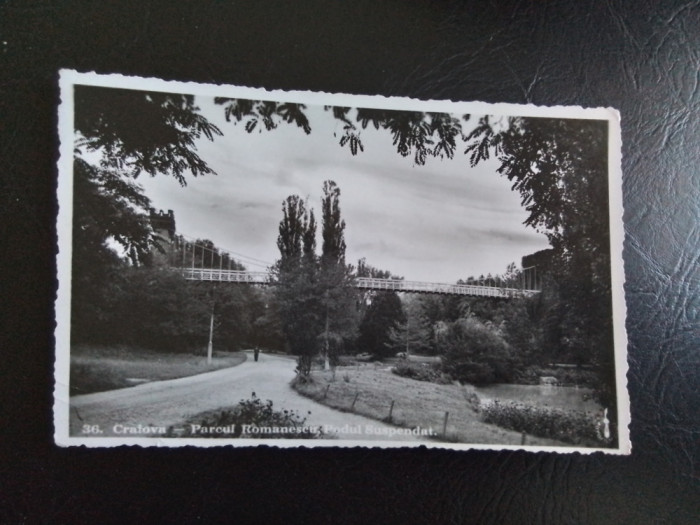 Craiova - Parcul Romanescu, Podul suspendat - vedere interbelica necirculata