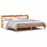Cumpara ieftin Cadru de pat cu tablie, maro ceruit, 200x200 cm, lemn masiv pin