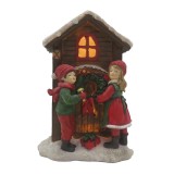 Cumpara ieftin Decoratiune Craciun Casuta si Copii cu led polirasina 13x10x20 cm