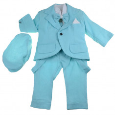 Costum de botez 6 piese pentru baieti Mini Junior CEB-43, Turcoaz foto