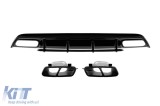 Difuzor tip A45 cu capete negre potrivit pentru bara spate A Design pe Mercedes A-Class W176 2015-2018, lac negru Performance AutoTuning