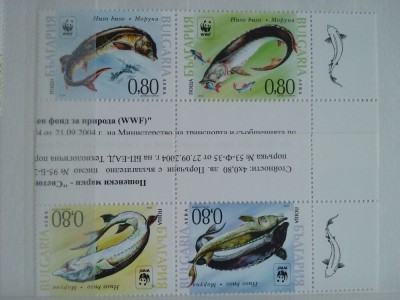 2004-Bulgaria-Sturioni-bl4-ranversat cu viniete-MNH-Perfect foto