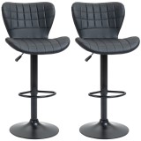 HOMCOM Set 2 scaune bar design retro 47 cm x 51,5 cm x 89-109 cm negru | Aosom Romania