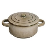 Bol ceramic cu capac si manere, 700ml, Verde Kaki, Glaze, CMCLASS