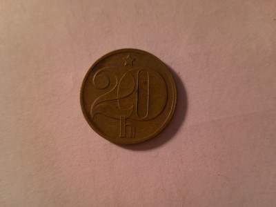 Moneda Cehoslovacia 20 haleri 1974, cal. F.Buna foto