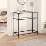 vidaXL Măsuță de cafea, blat din sticlă transparentă, 80x35x81 cm oțel 846024