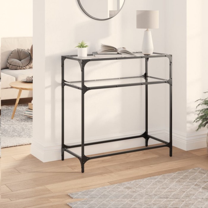 vidaXL Măsuță de cafea, blat din sticlă transparentă, 80x35x81 cm oțel 846024
