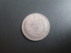 Chile _ 5 centavos _ 1896 _ moneda din argint ,rara foto