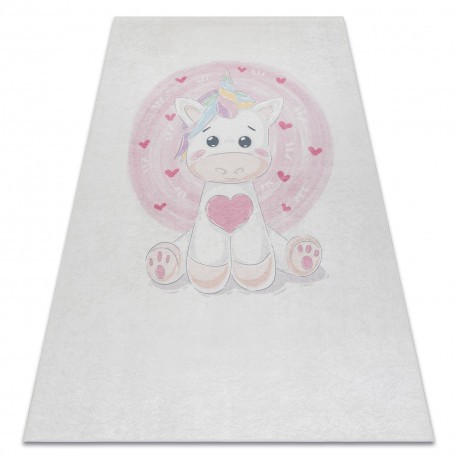 BAMBINO 1128 covor lavabil Inorog pentru copii anti-alunecare - cremă, 80x150 cm