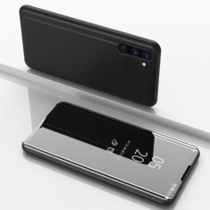 Husa Samsung Galaxy Note 10 N970 Flip Cu Stand Tip Oglinda Neagra foto