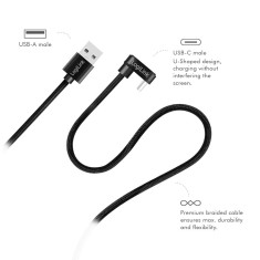CABLU alimentare si date LOGILINK, pt. smartphone, USB 2.0, USB Type-C (T) la USB-A (T) la 180 grade, 3m, 2 x ecranat, aluminiu, negru, &amp;amp;quot;CU0195&amp;amp;q foto
