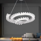 Lustra LED LT188WH, Cristal si Metal, 40W, Dimabila, Inaltime Reglabila, Lumina Rece/Calda/Neutra, Iluminat Luxos ModernLight Concept