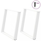 VidaXL Picioare de masă &icirc;n formă de U, 2 buc., alb, 100 x (72-73) cm, oțel