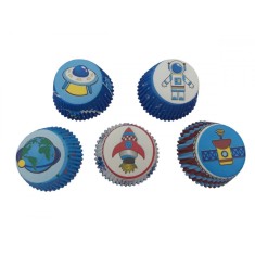 Hartie de copt pentru briose, 120 cavitati, Thema Spatiu, Albastru, 7 cm, 539COF