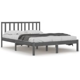 Cumpara ieftin Cadru de pat, gri, 200x200 cm, lemn masiv de pin