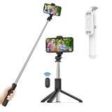 Selfie stick trepied, telecomanda Bluetooth Asteroid GSM Q01, 101cm, alb