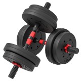 HOMCOM Set 2 gantere antiderapante cu 8 discuri de greutăți, 15 kg total, și conector, din oțel, HDPE și nisip, negru | Aosom Romania